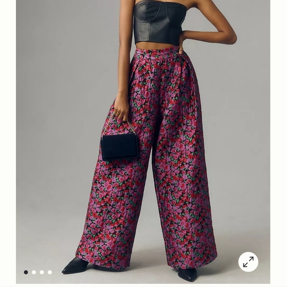 Anthropologie Pants - NWT House of Perna Anthropologie Waverly Wide Leg Pant Floral Jacquard